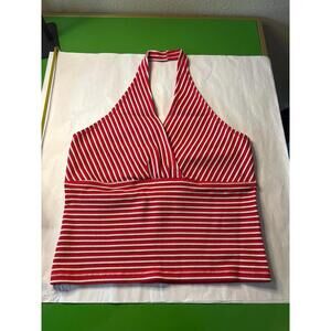 Anthropologie Red and White Striped Halter Knit Tank